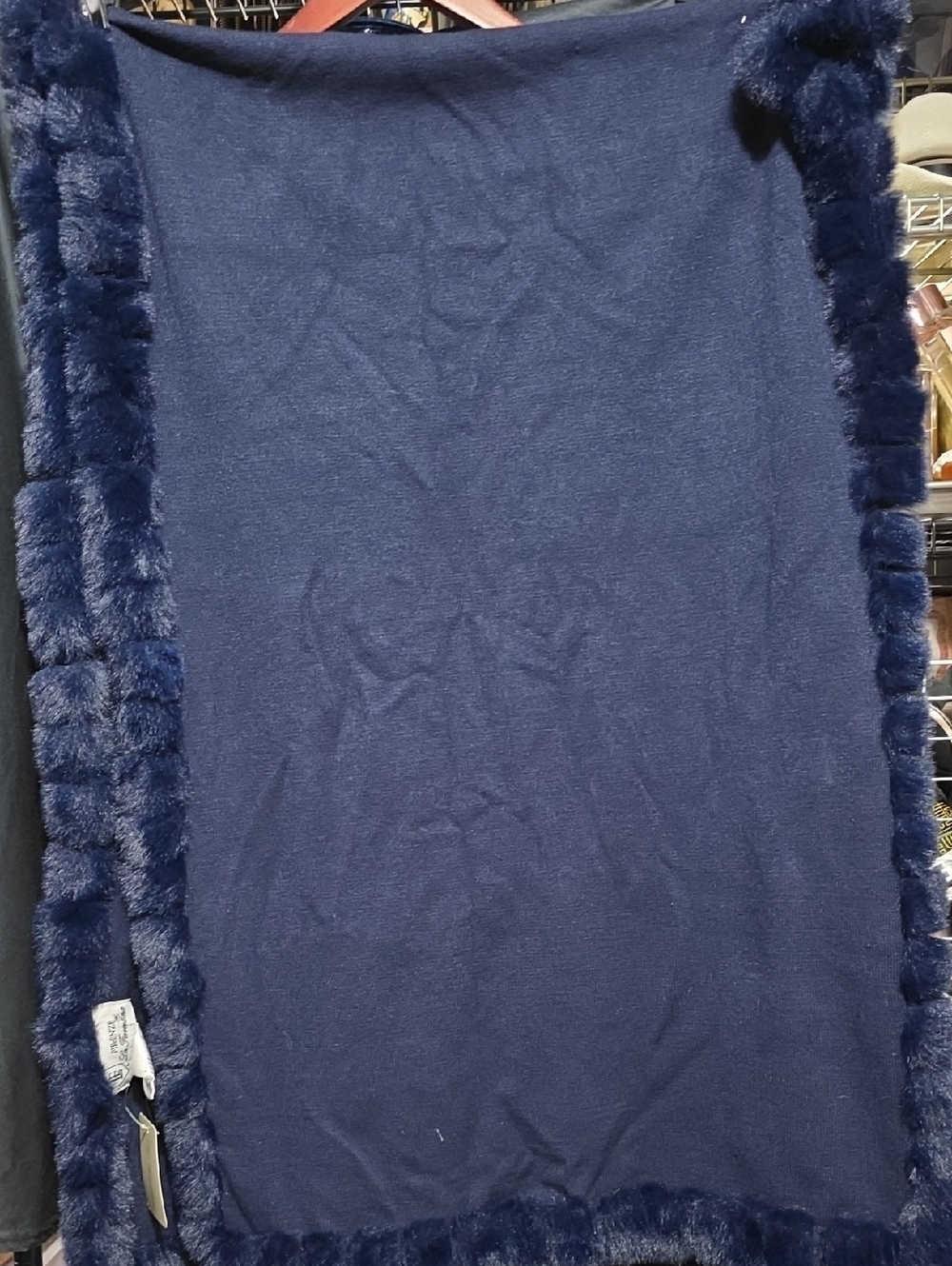 La Fiorentina Deep Navy Faux Fur Accent Throw
